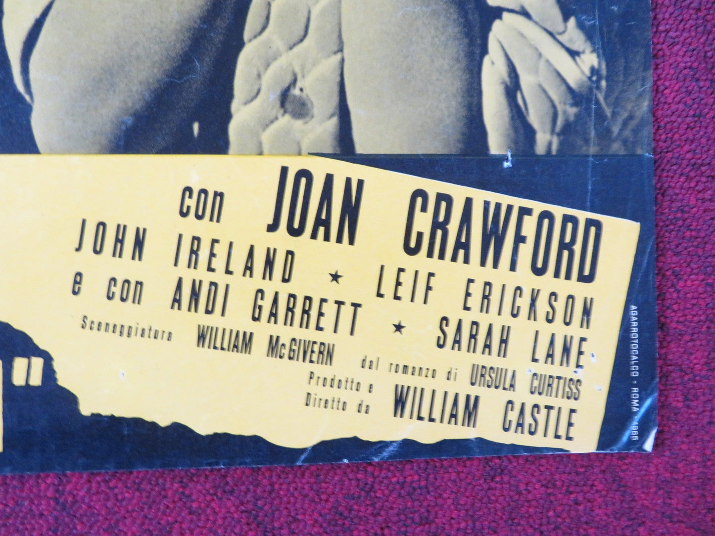 I SAW WHAT YOU DID - F ITALIAN FOTOBUSTA POSTER JOAN CRAWFORD JOHN IRELAND 1965 Rendezvous Cinema Movie posters