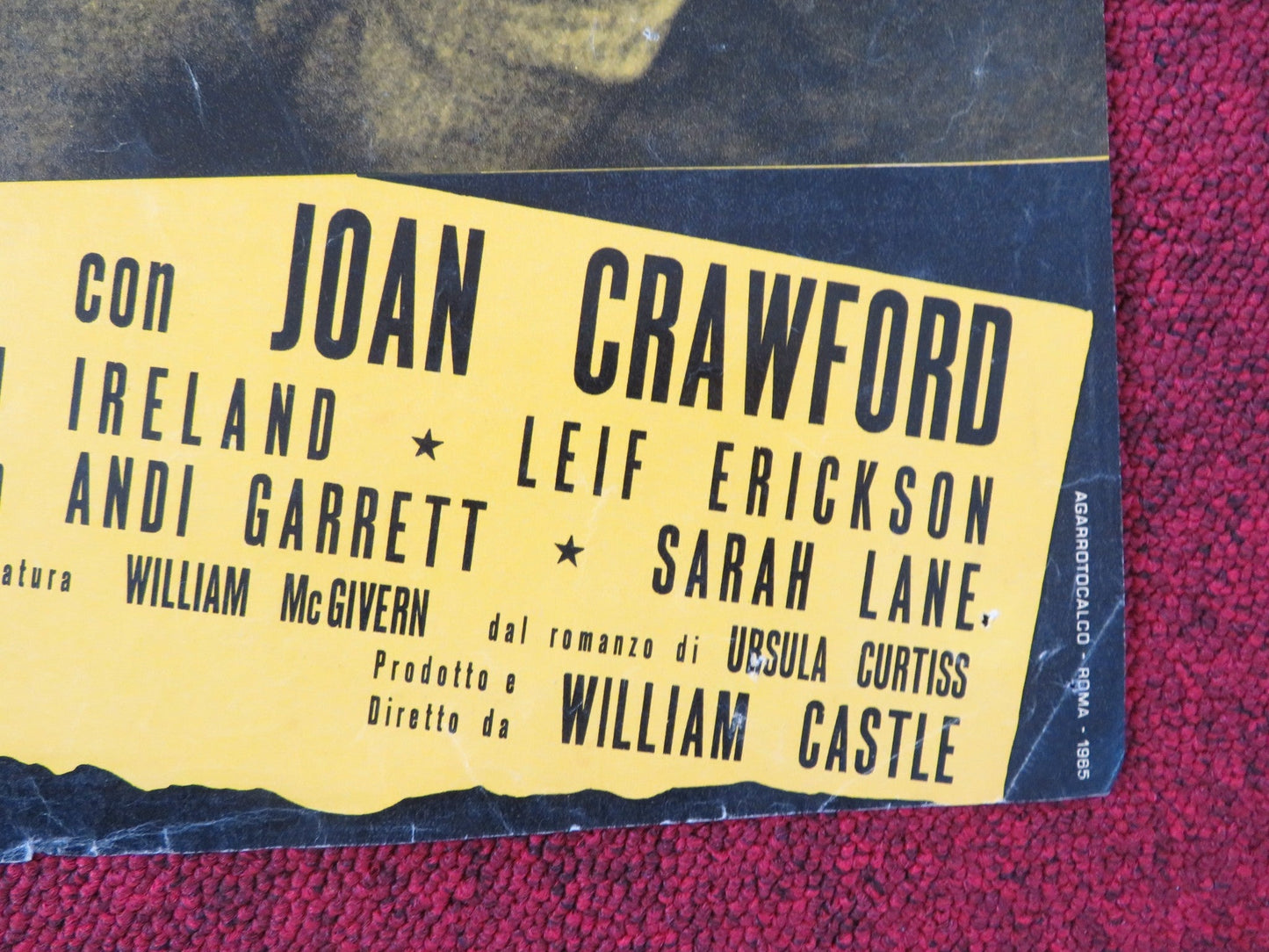 I SAW WHAT YOU DID - J ITALIAN FOTOBUSTA POSTER JOAN CRAWFORD JOHN IRELAND 1965 Rendezvous Cinema Movie posters