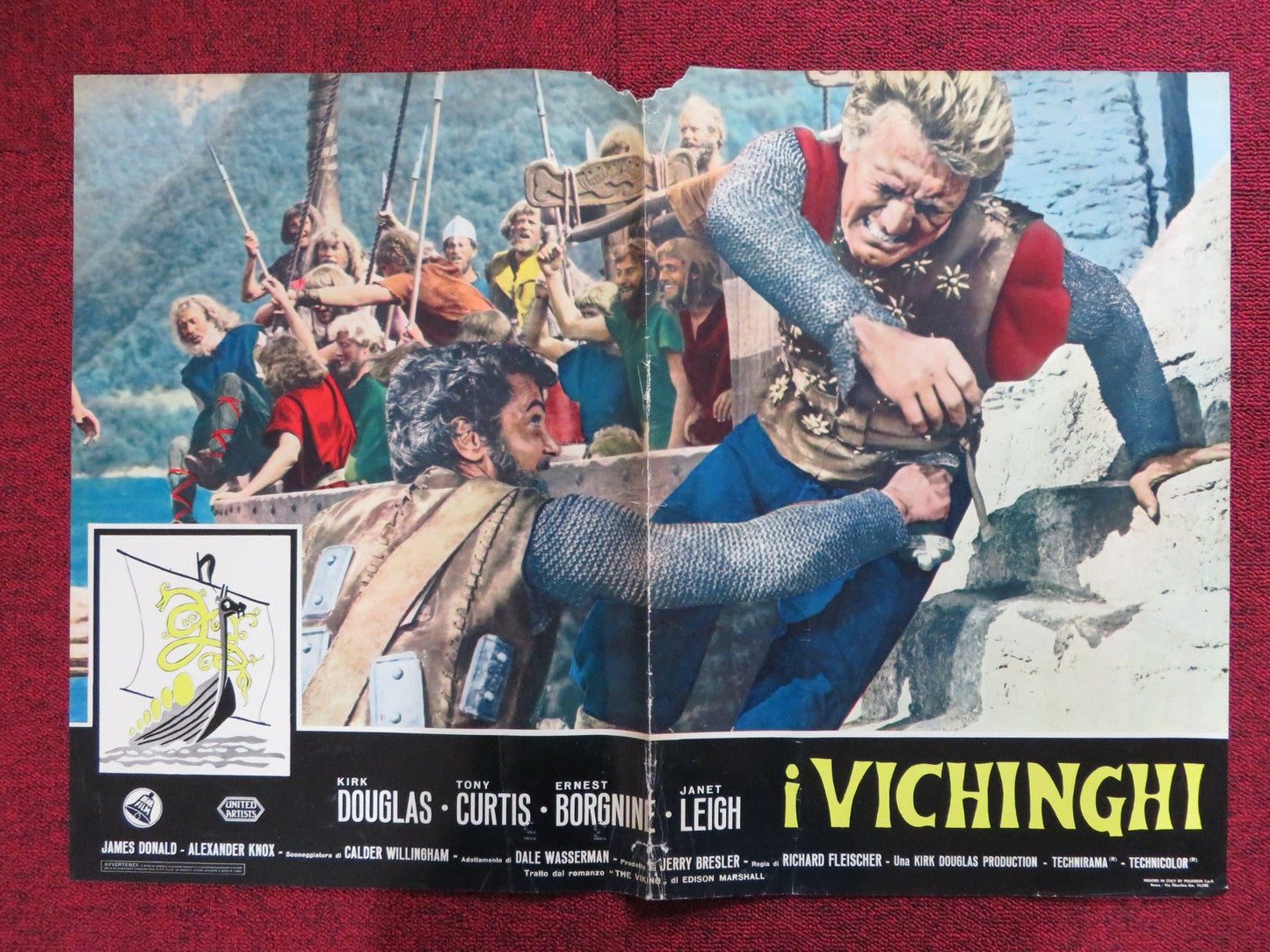 I VICHINGHI ITALIAN FOTOBUSTA POSTER KIRK DOUGLAS TONY CURTIS 1958 Rendezvous Cinema Movie posters