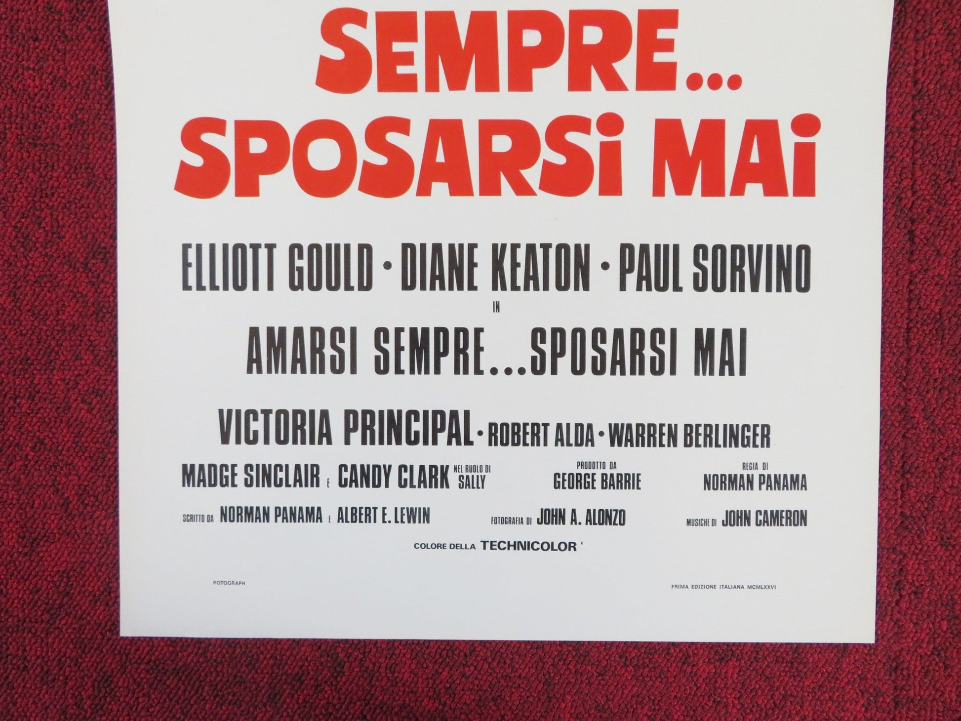 I WILL... I WILL... FOR NOW ITALIAN LOCANDINA POSTER ELLIOTT GOULD KEATON 1976 Rendezvous Cinema Movie posters