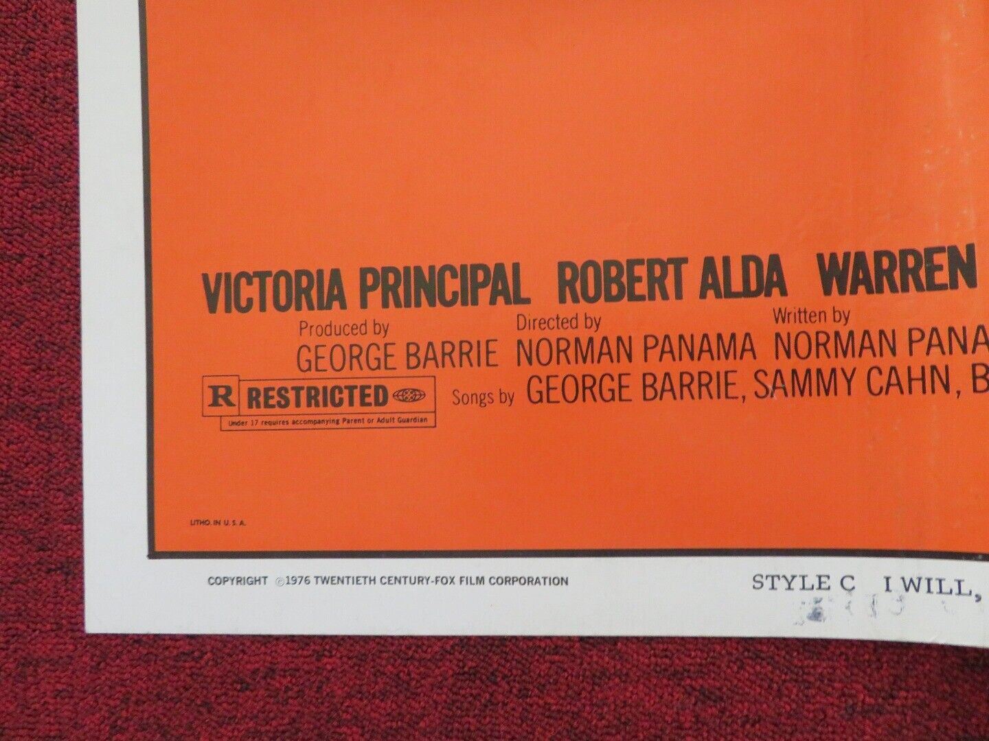 I WILL, I WILL, FOR NOW STYLE C FOLDED US ONE SHEET POSTER DIANE KEATON 1976 Movie posters