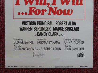 I WILL, I WILL .. FOR YOU STYLE B US INSERT (14"x 36") POSTER ELLOTT GOULD 1976 Rendezvous Cinema Movie posters