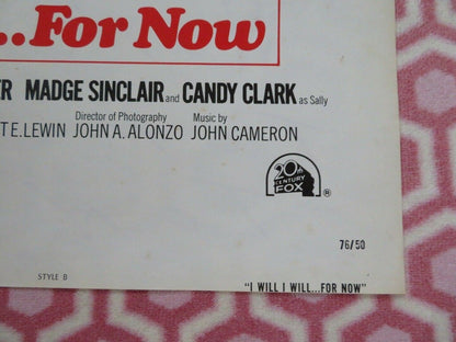 I WILL, I WILL...FOR NOW! STYLE B US ONE SHEET POSTER ELLIOTT 1976 Movie posters