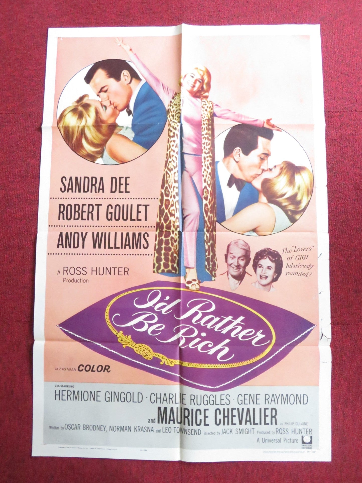 I'D RATHER BE RICH FOLDED US ONE SHEET POSTER SANDRA DEE ROBERT GOULET 1964 Rendezvous Cinema Movie posters