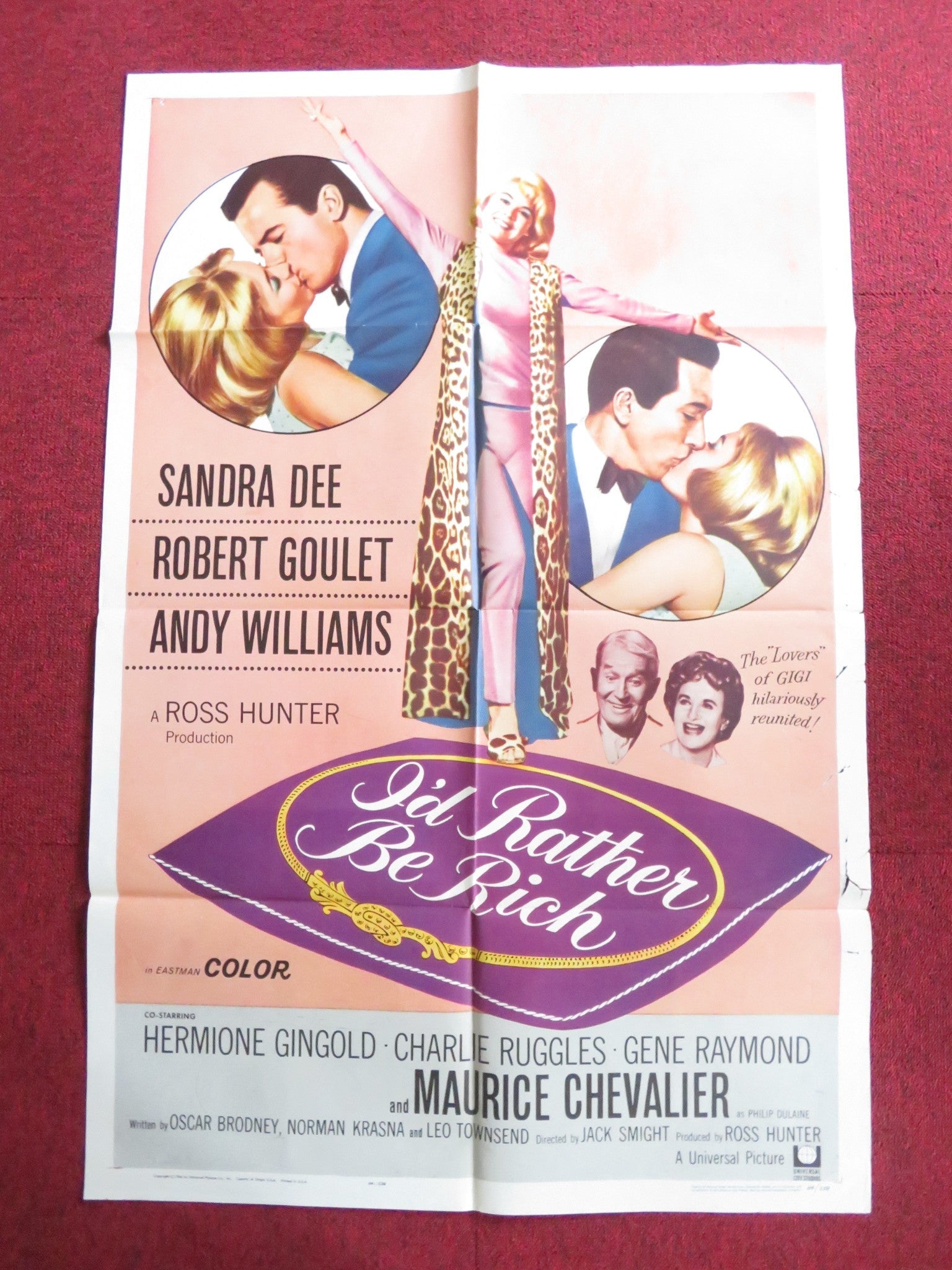 I'D RATHER BE RICH FOLDED US ONE SHEET POSTER SANDRA DEE ROBERT GOULET 1964 Rendezvous Cinema Movie posters