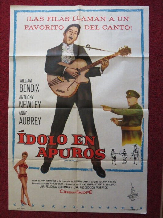 IDOL ON PARADE ARGENTINA ONE SHEET FOLDED POSTER WILLIAM BENDIX ANTHONY NEWLEY Movie posters