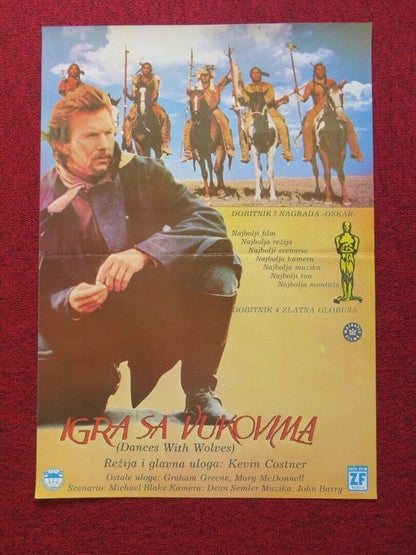 IGRA SA VUKOVIMA / DANCES WITH WOLVES YUGOSLAVIAN (18.5"x 26.5") POSTER 1990 Movie posters