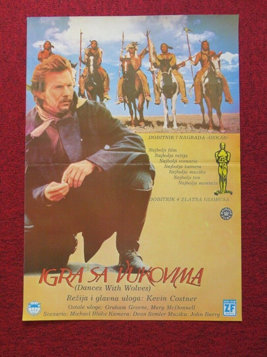 IGRA SA VUKOVIMA / DANCES WITH WOLVES YUGOSLAVIAN (18.5"x 26.5") POSTER 1990 Movie posters