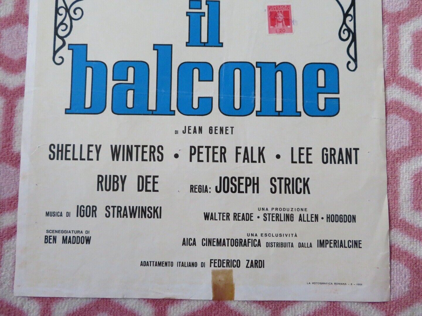 IL BALCONE / The Balcony ITALIAN LOCANDINA (27.5"x13") POSTER 1964 Movie posters