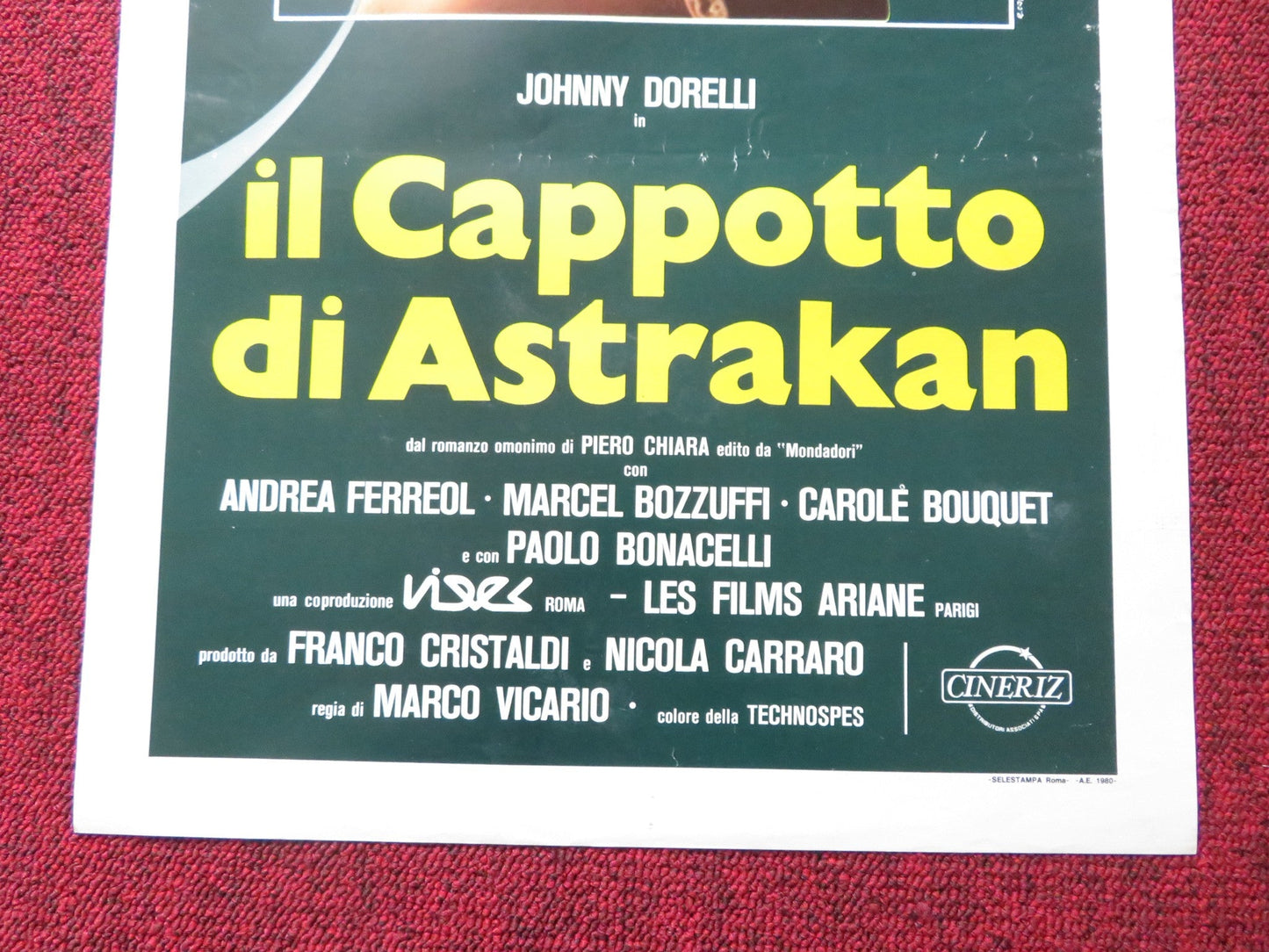 IL CAPPOTTO DI ASTRAKAN ITALIAN LOCANDINA POSTER JOHNNY DORELLI A. FERREOL 1980 Rendezvous Cinema Movie posters