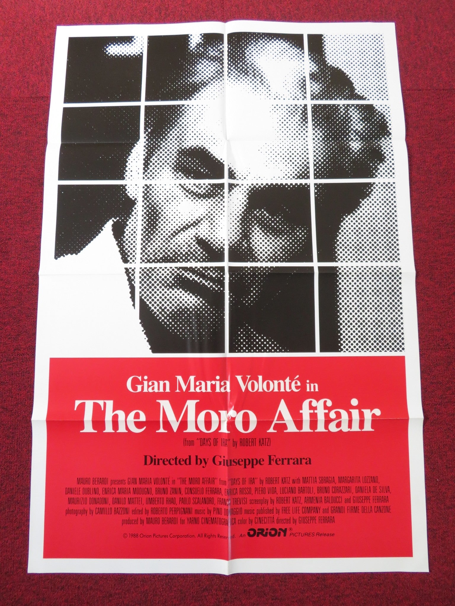 IL CASO MORO FOLDED US ONE SHEET POSTER GIAN MARIA VOLONTE MATTIA SBRAGIA 1988 Rendezvous Cinema Movie posters