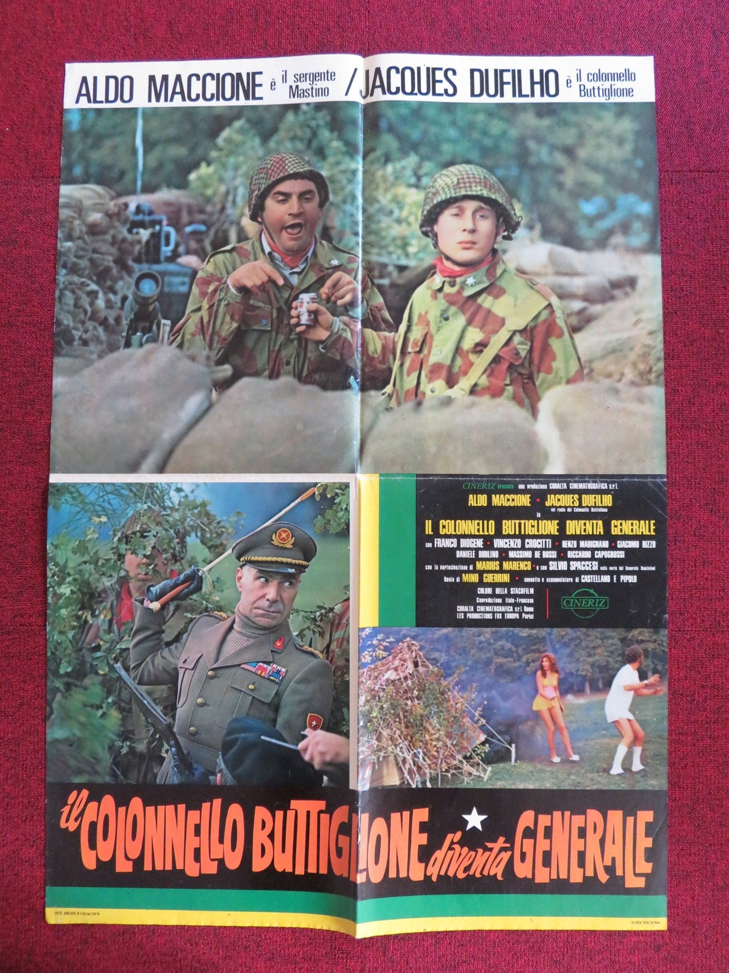 IL COLONNELLO BUTTIGLIONE DIVENTA GENERALE B ITALIAN FOGLIO POSTER MACCIONE 1974 Rendezvous Cinema Movie posters