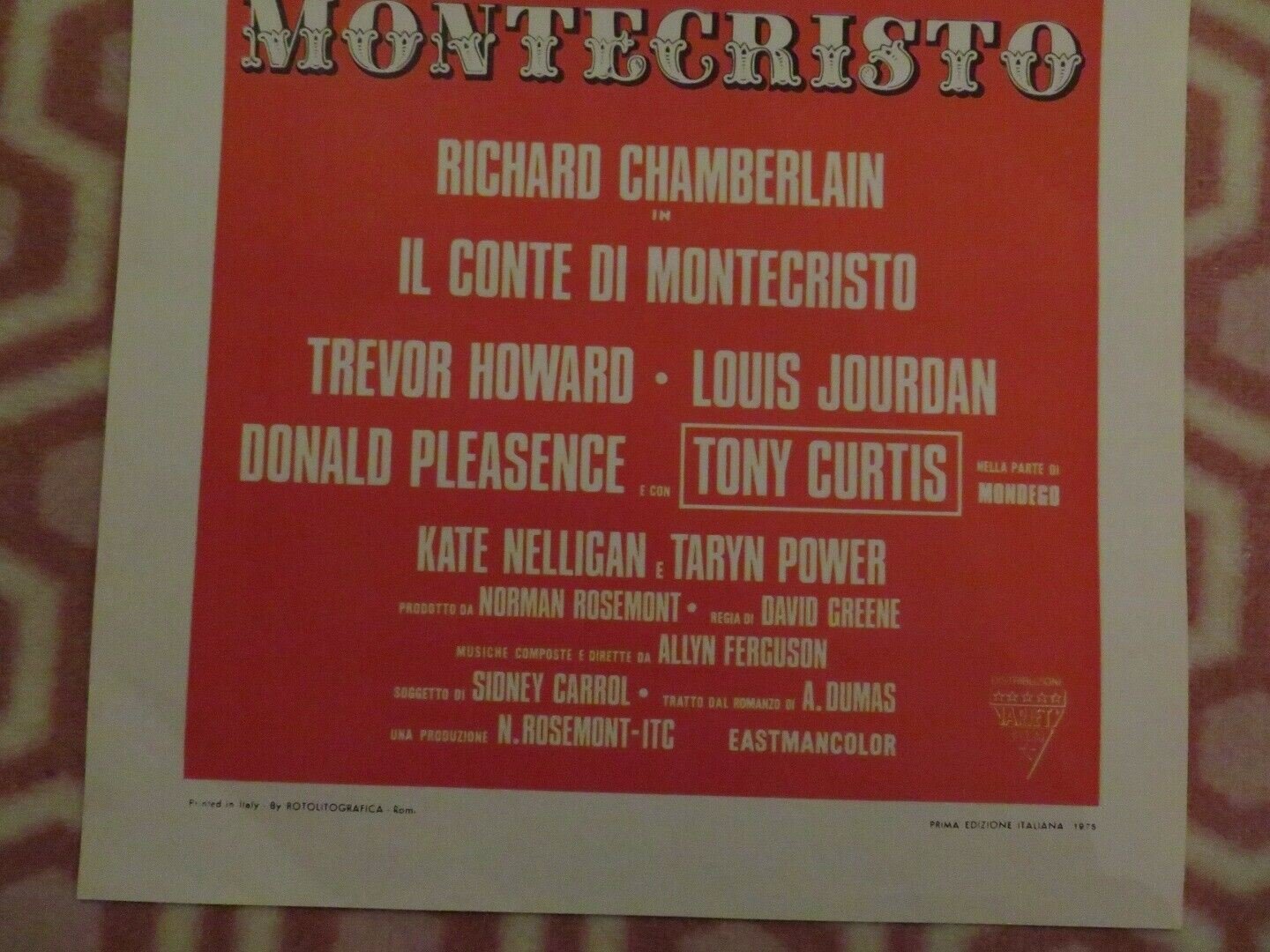 IL CONTE DI MONTE - CRISTO ITALIAN LOCANDINA (27.5"x13") POSTER 1975 Movie posters