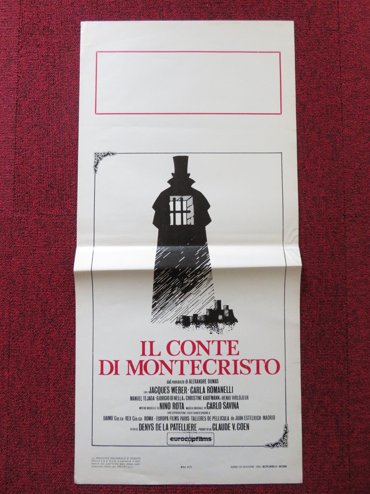 IL CONTE DI MONTECRISTO ITALIAN LOCANDINA POSTER JACQUES WEBER C. ROMANELLI 1980 Rendezvous Cinema Movie posters