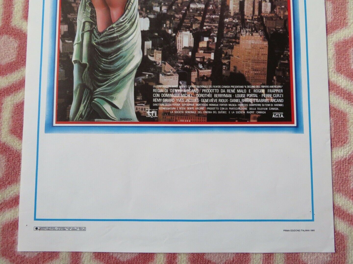 IL DECLIO DELL' IMPERO AMERICANO ITALIAN LOCANDINA (27.5"x13") POSTER 1986 Movie posters
