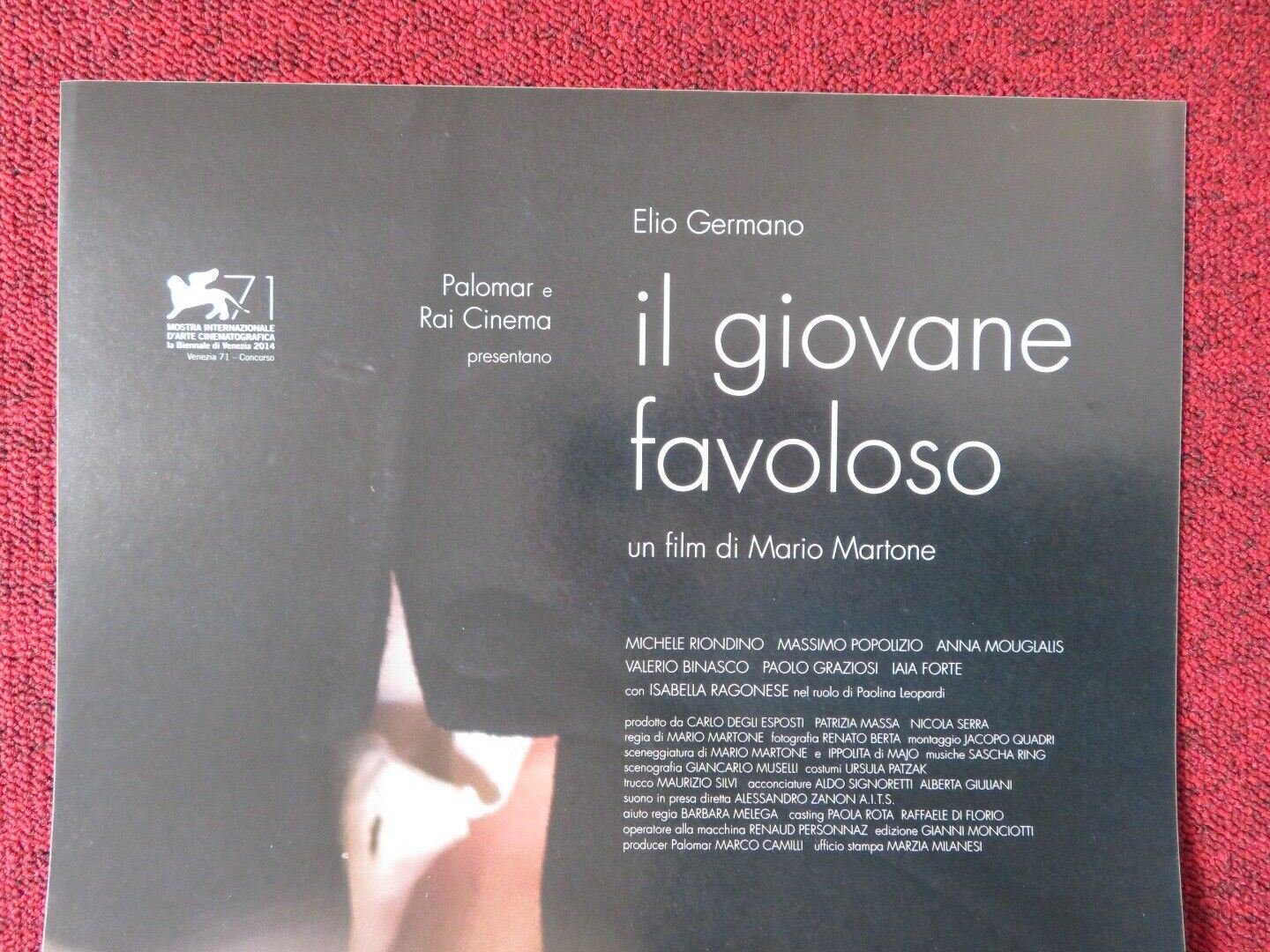 IL GIOVANE FAVOLOSO ITALIAN LOCANDINA (26.5"x13") POSTER ELIO GERMANO 2014 Movie posters