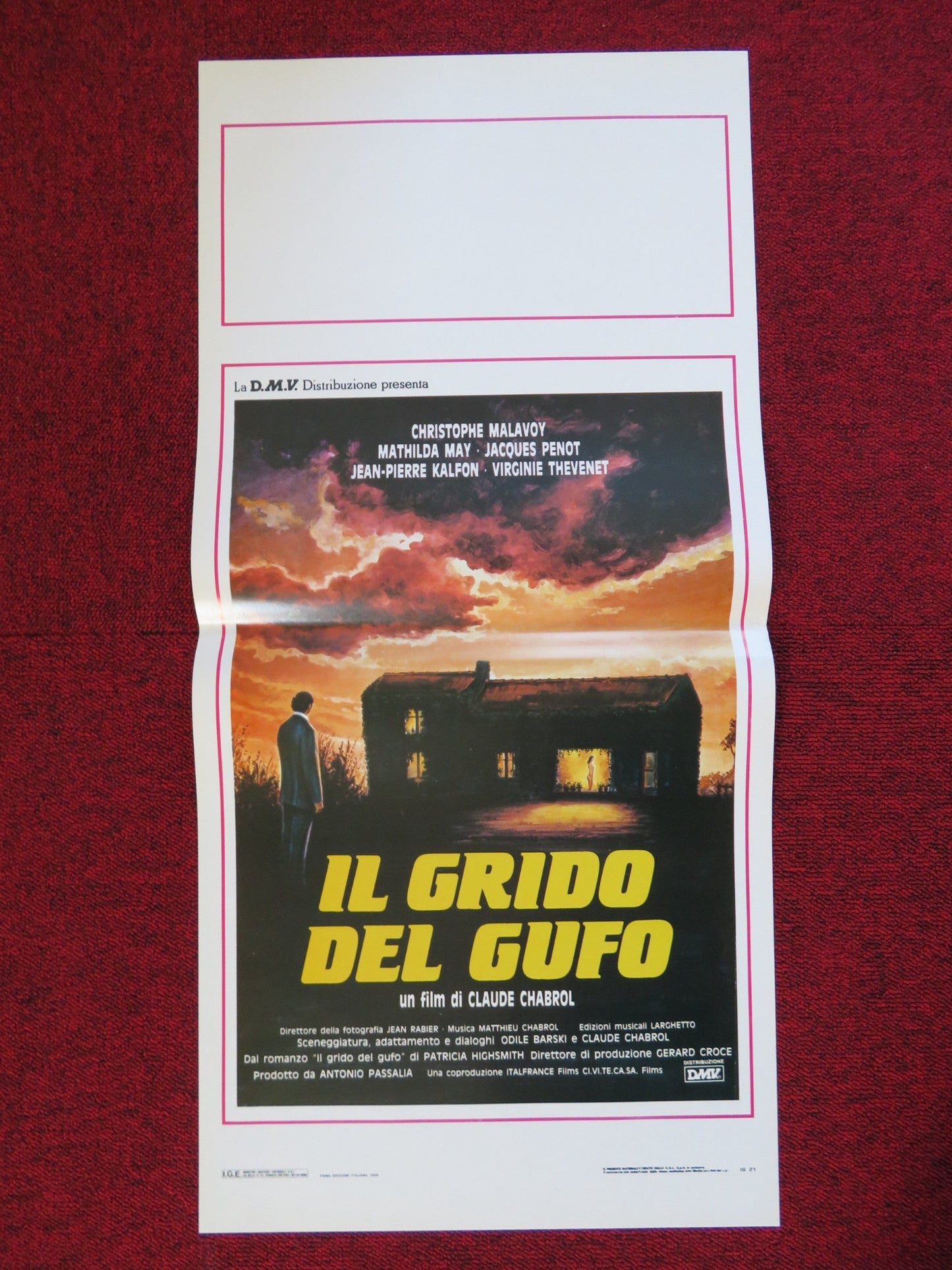 IL GRIDO DEL GUFO ITALIAN LOCANDINA (27.5"x13") POSTER CHRISTOPHE MALAVOY 1988 Rendezvous Cinema Movie posters