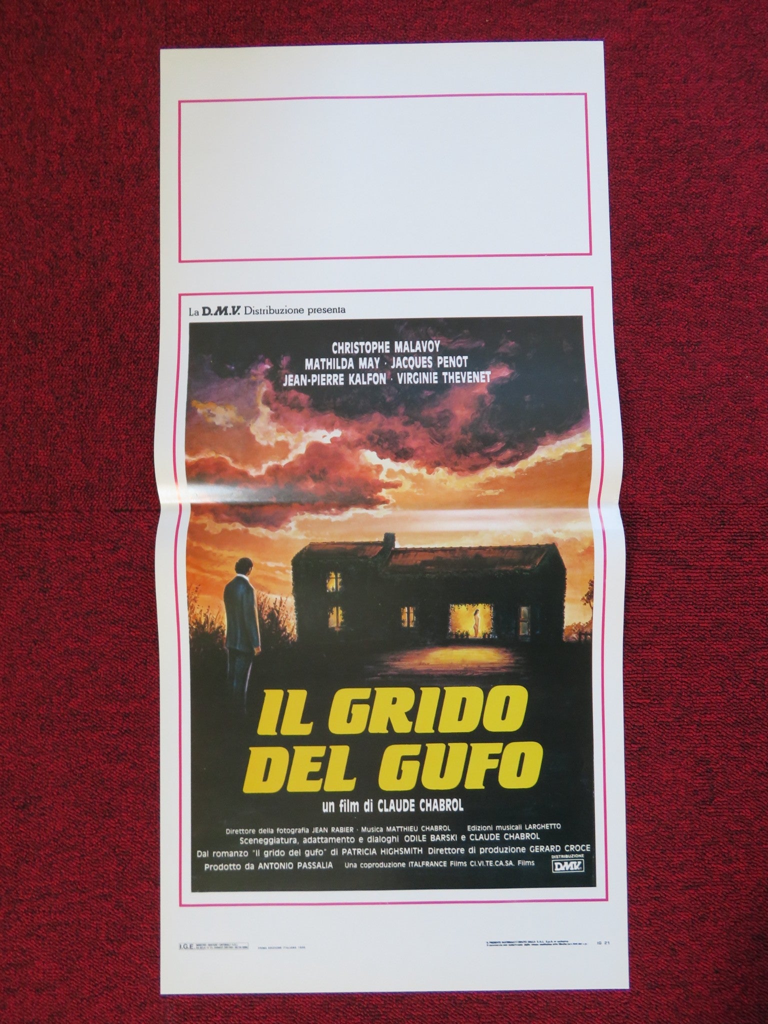 IL GRIDO DEL GUFO ITALIAN LOCANDINA (27.5"x13") POSTER CHRISTOPHE MALAVOY 1988 Rendezvous Cinema Movie posters