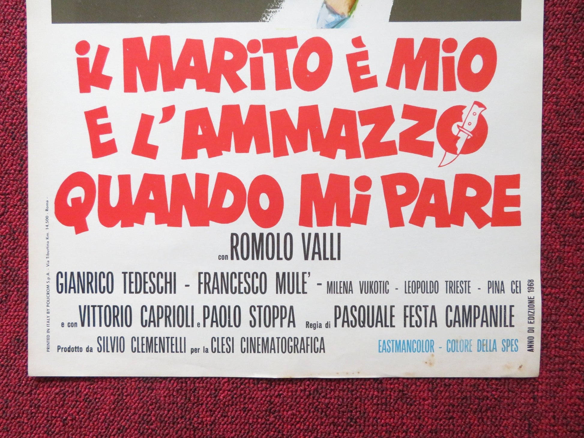 IL MARITO E MIO E L'AMMAZZO QUANDO MI PARE ITALIAN LOCANDINA POSTER 1968 Rendezvous Cinema Movie posters