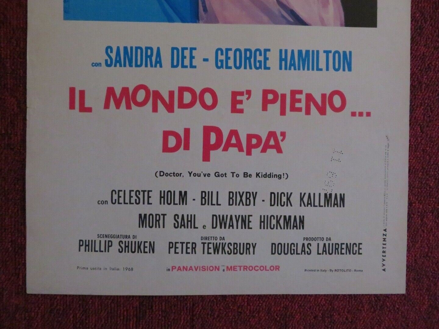 IL MONDO E' PIENO DI PAPA' ITALIAN LOCANDINA (27.5"x13") POSTER S DEE 1968 Movie posters