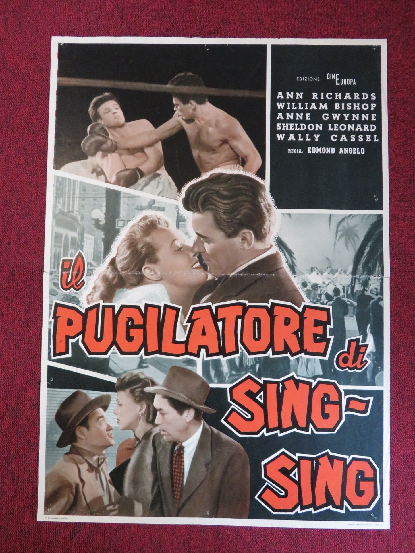 IL PUGILATORE DI SING SING ITALIAN FOTOBUSTA POSTER ANN RICHARDS BISHOP 1952 Rendezvous Cinema Movie posters