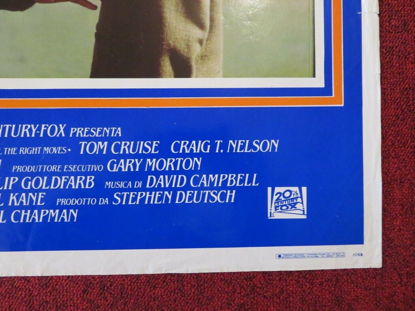 IL RIBELLE / ALL THE RIGHT MOVES ITALIAN FOTOBUSTA POSTER TOM CRUISE 1983 Movie posters