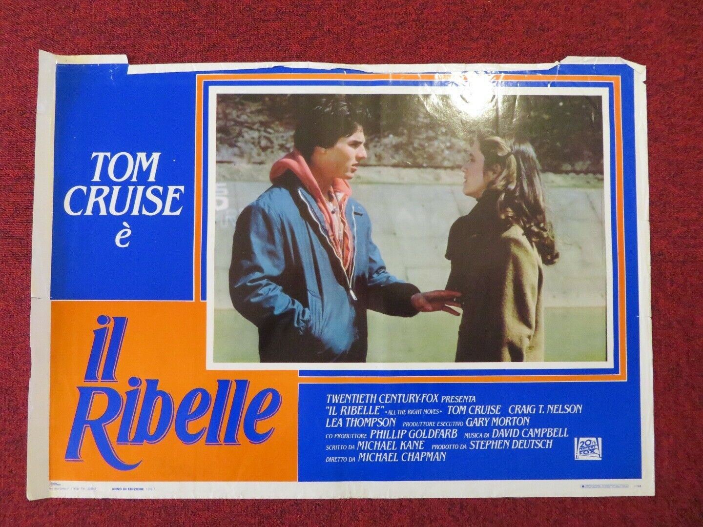 IL RIBELLE / ALL THE RIGHT MOVES ITALIAN FOTOBUSTA POSTER TOM CRUISE 1983 Movie posters
