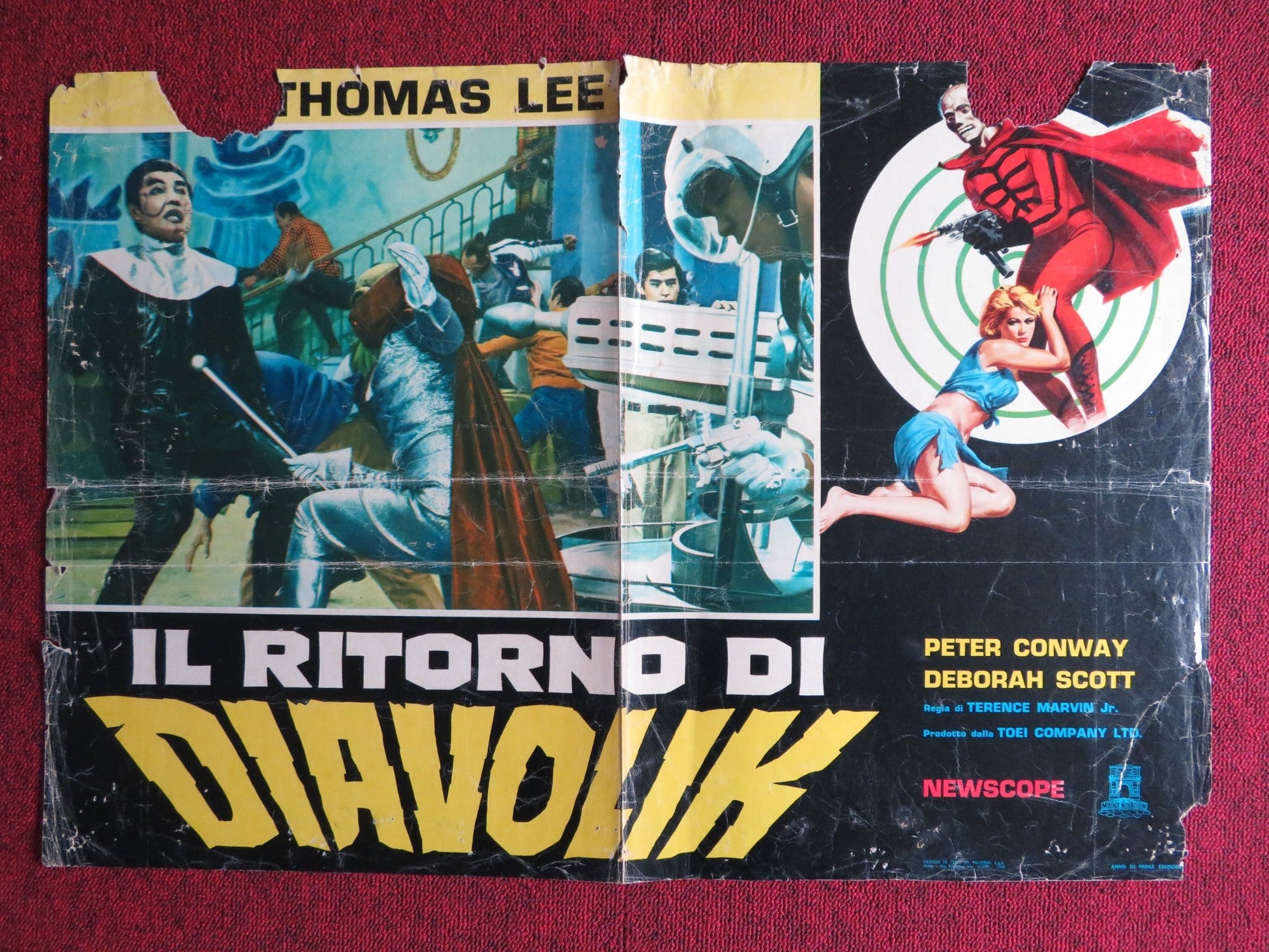 IL RITORNO DI DIAVOLIK / The Golden Bat ITALIAN FOTOBUSTA POSTER CONWAY 1966 Rendezvous Cinema Movie posters