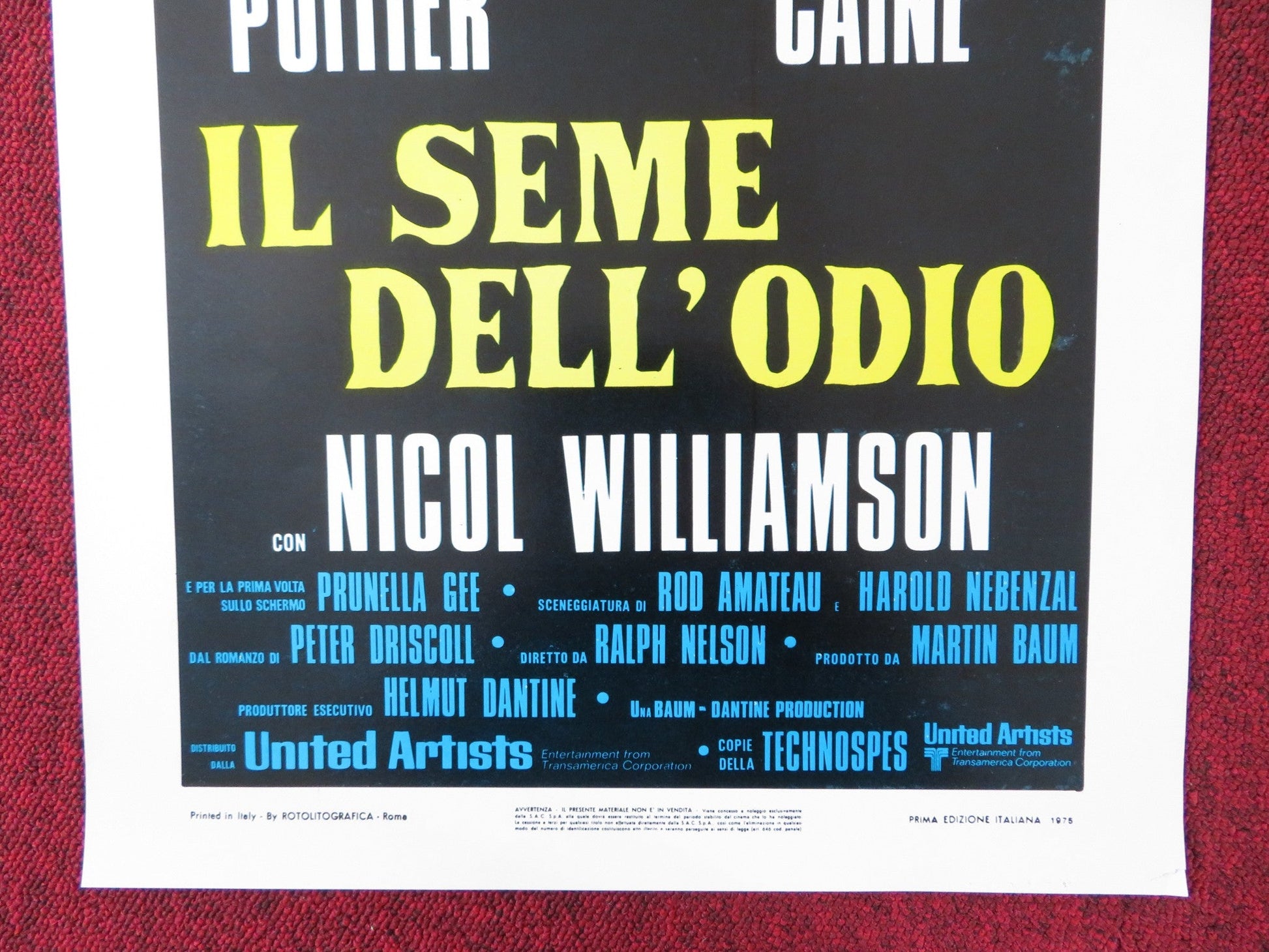 IL SEME DELL'ODIO ITALIAN LOCANDINA POSTER SIDNEY POITIER MICHAEL CAINE 1975 Rendezvous Cinema Movie posters