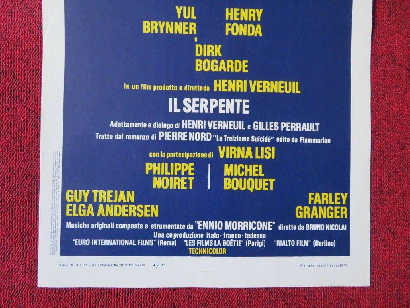 IL SERPENTE / The Serpent ITALIAN LOCANDINA (27.5"x13") POSTER HENRY FONDA 1973 - Rendezvous Cinema