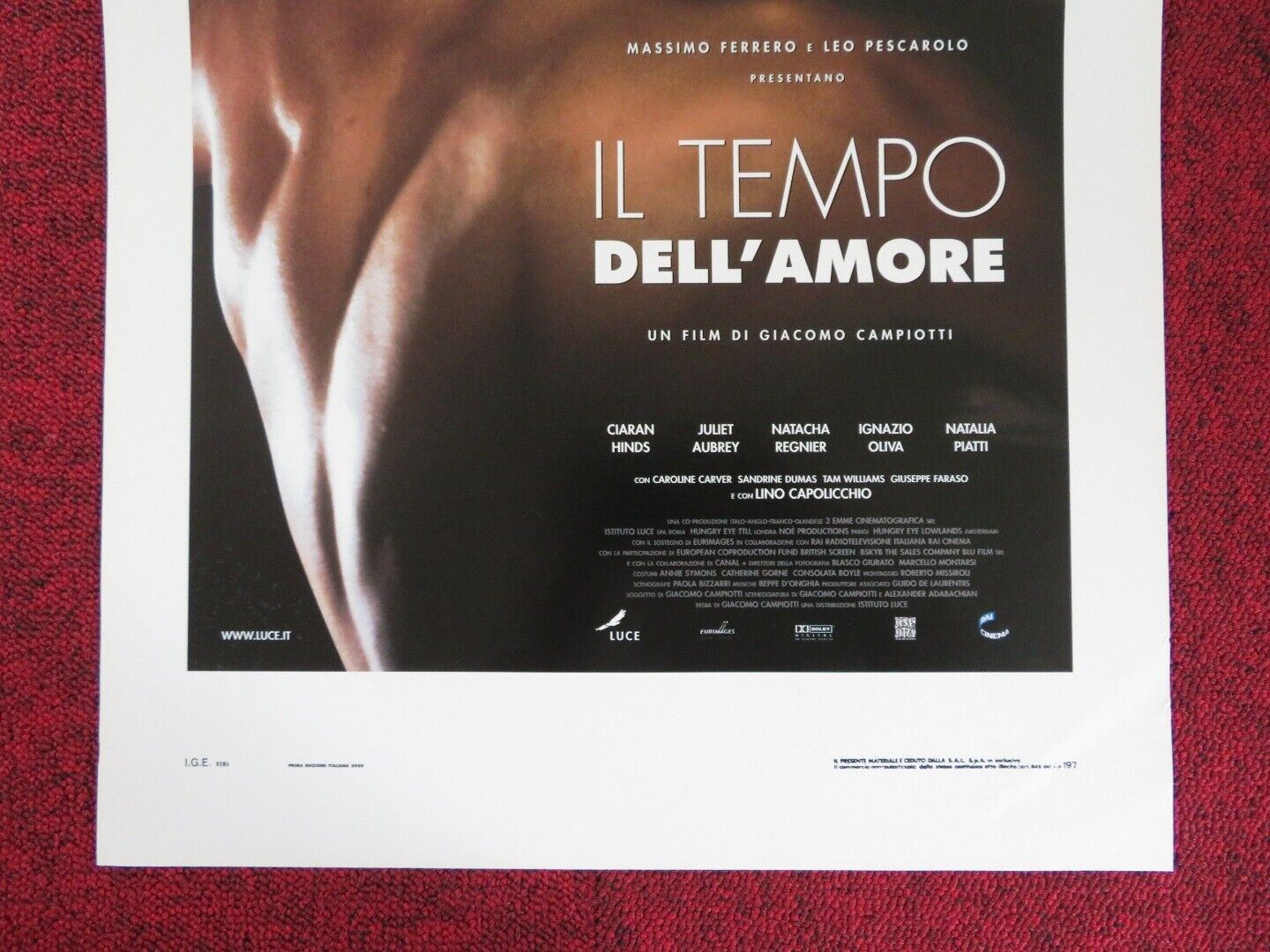 IL TEMPO DELL'AMORE ITALIAN LOCANDINA (27.5"x13") POSTER CIARAN HINDS 2000 Movie posters
