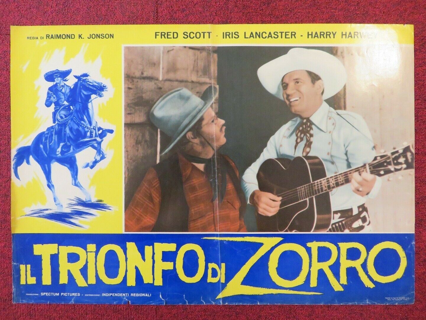 IL TRIONFO DI ZORRO / RIDIN' THE TRAIL ITALIAN FOTOBUSTA POSTER FRED SCOTT 1940 Movie posters