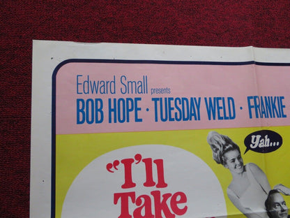 I'LL TAKE SWEDEN FOLDED US ONE SHEET POSTER BOB HOPE TUESDAY WELD 1965 Movie posters