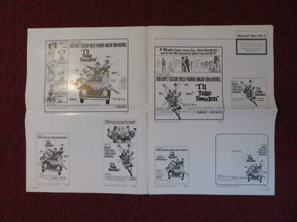 I'LL TAKE SWEDEN UNCUT UNITED ARTISTS FOLDED PRESS BOOK BOB HOPE 1965 Rendezvous Cinema Movie posters