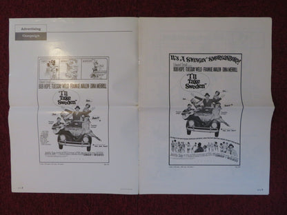 I'LL TAKE SWEDEN UNCUT UNITED ARTISTS FOLDED PRESS BOOK BOB HOPE 1965 Rendezvous Cinema Movie posters
