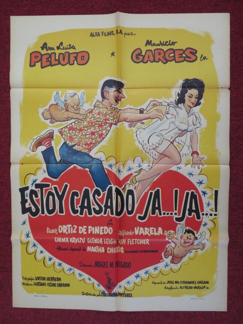 I'M MARRIED HA HA FOLDED MEXICO ONE SHEET POSTER 27" X 37" MAURICIO GARCES 1962 Movie posters