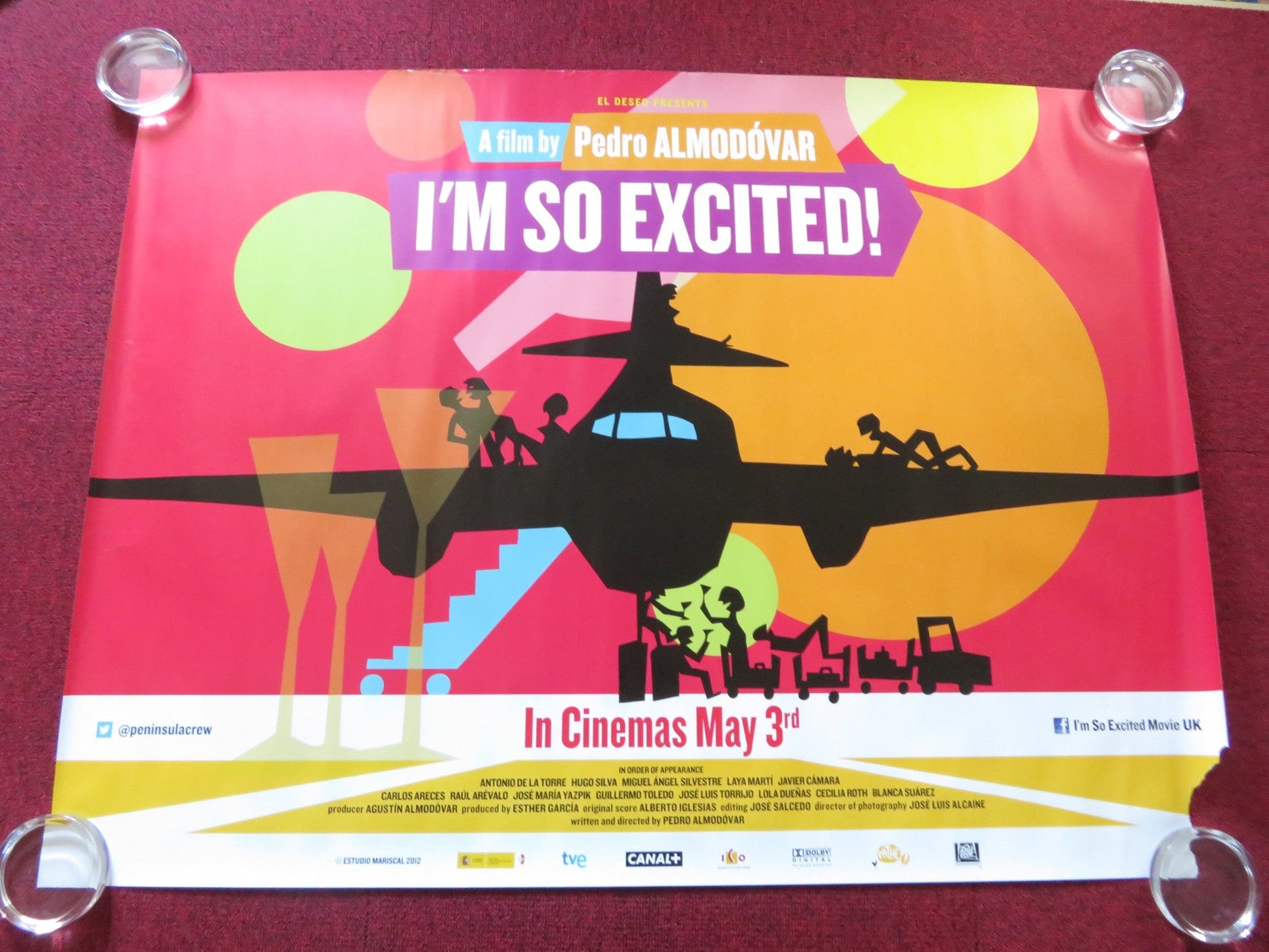 I'M SO EXCITED! UK QUAD (30"x 40") ROLLED POSTER ANTONIO BANDERAS P. CRUZ 2013 Rendezvous Cinema Movie posters