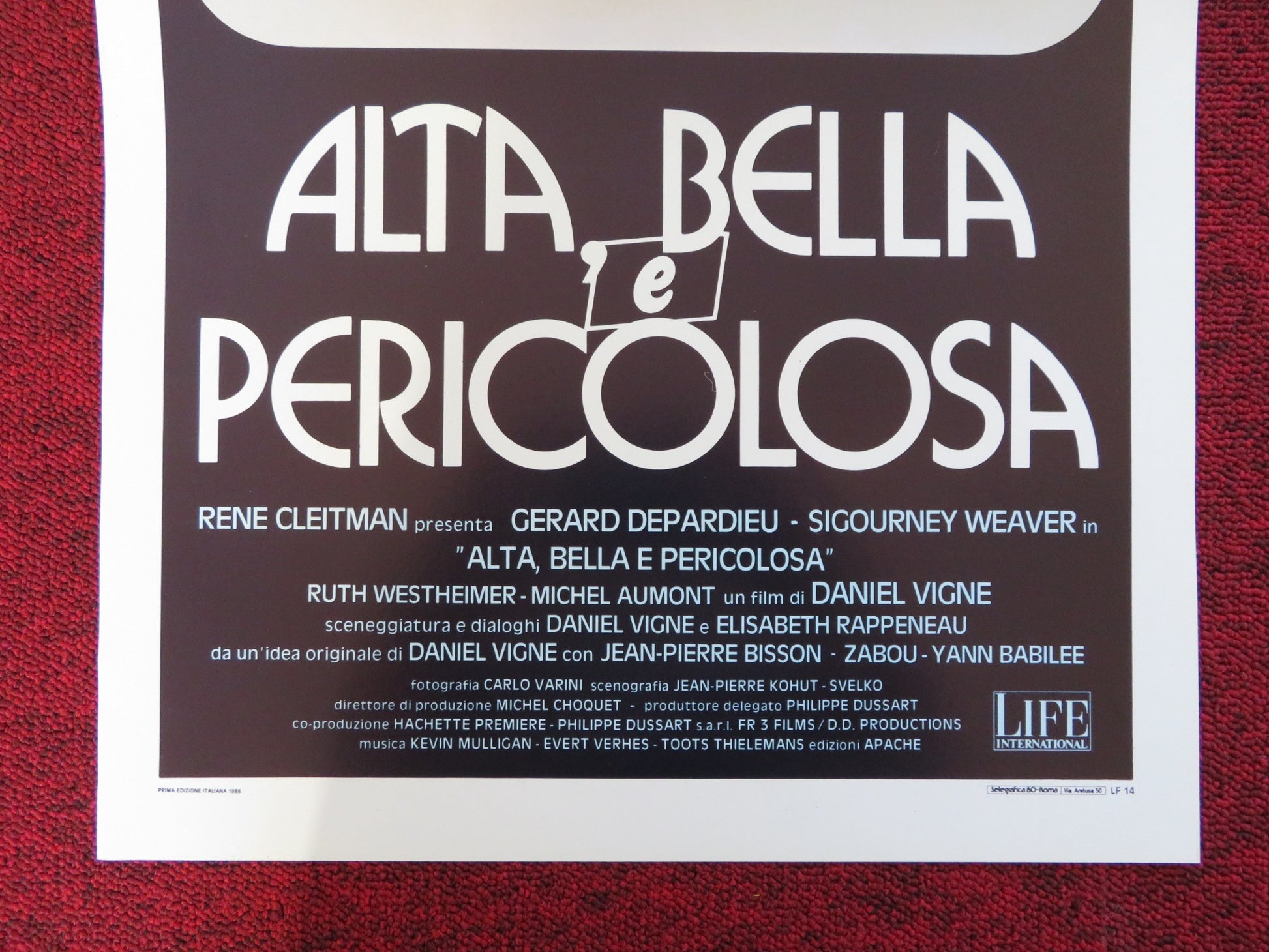 ALTA BELLA E PERICOLOSA ITALIAN LOCANDINA POSTER GERARD DEPARDIEU S. WEAVER 1988 - Rendezvous Cinema