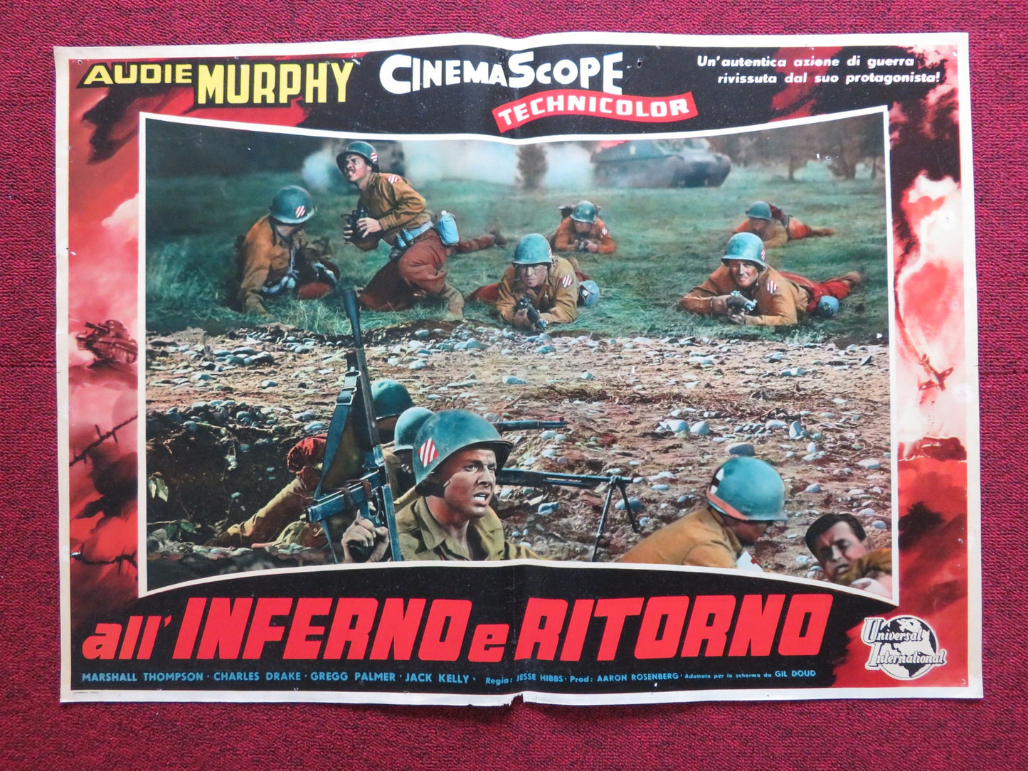 ALL' INFERNO E RITORNO / TO HELL AND BACK - A ITALIAN FOTOBUSTA POSTER 1955 - Rendezvous Cinema