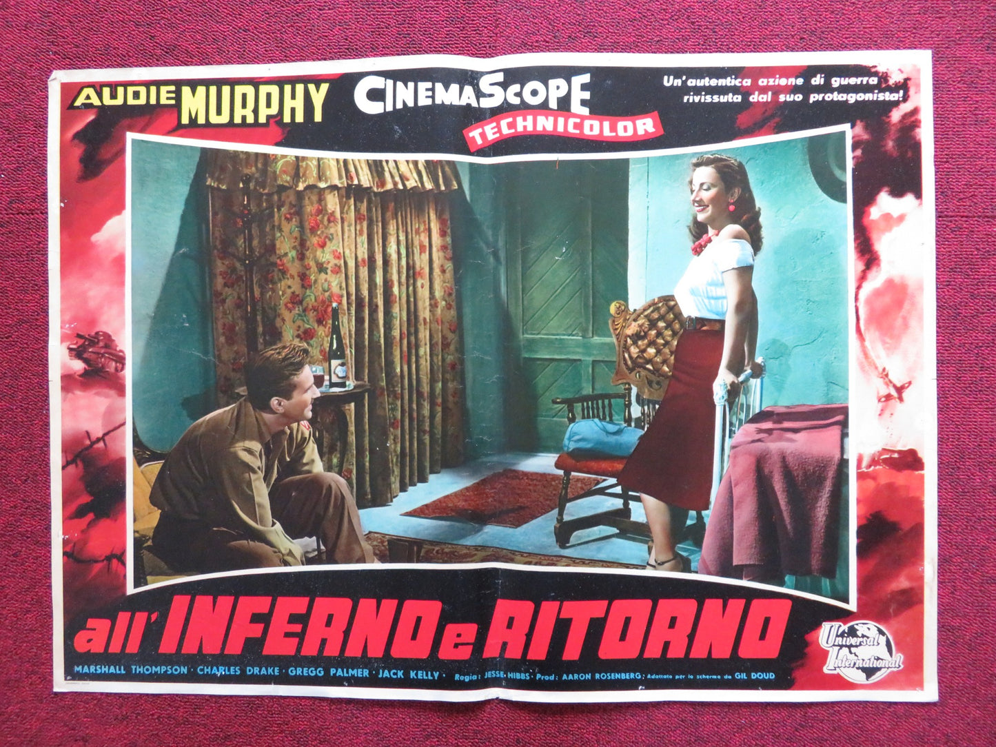 ALL' INFERNO E RITORNO / TO HELL AND BACK - C ITALIAN FOTOBUSTA POSTER 1955 - Rendezvous Cinema