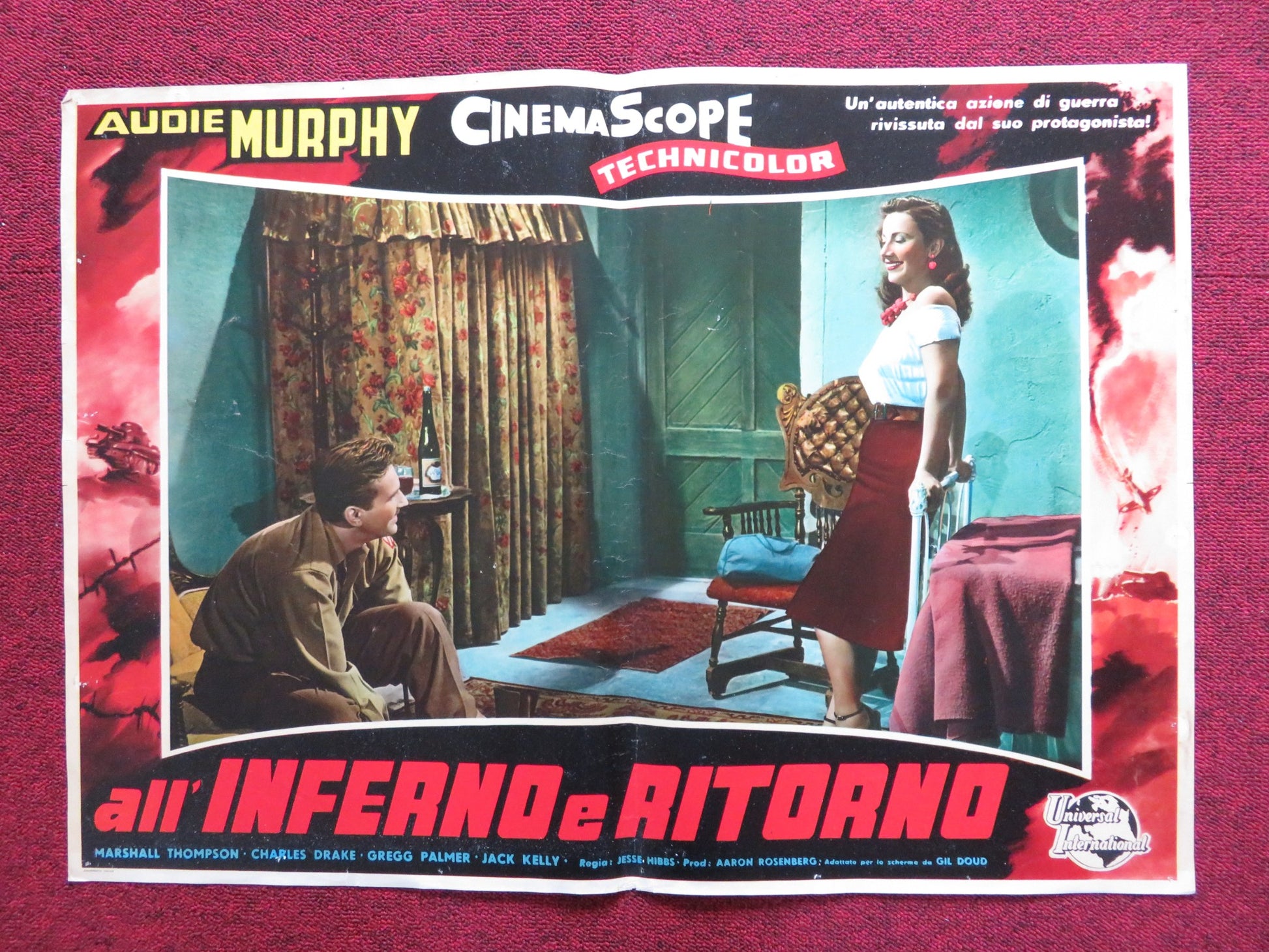 ALL' INFERNO E RITORNO / TO HELL AND BACK - C ITALIAN FOTOBUSTA POSTER 1955 - Rendezvous Cinema