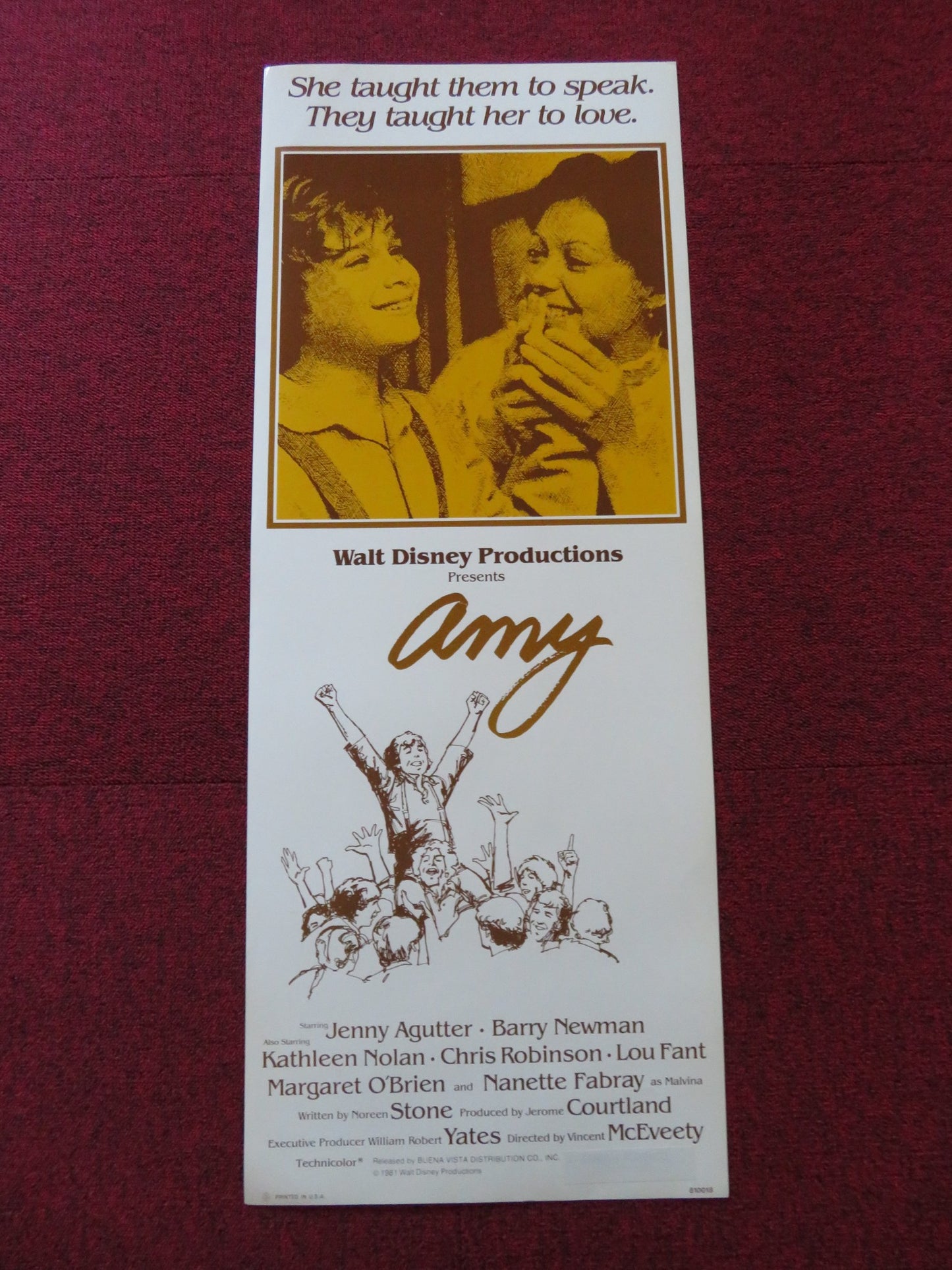 AMY US INSERT (14"x 36") POSTER DISNEY JENNY AGUTTER BARRY NEWMAN 1981 - Rendezvous Cinema