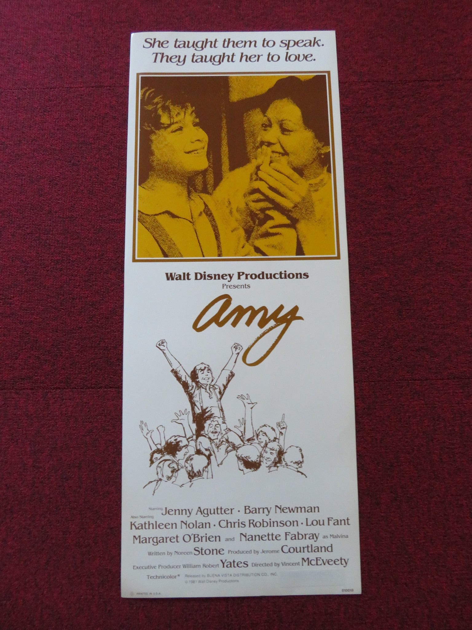 AMY US INSERT (14"x 36") POSTER DISNEY JENNY AGUTTER BARRY NEWMAN 1981 - Rendezvous Cinema