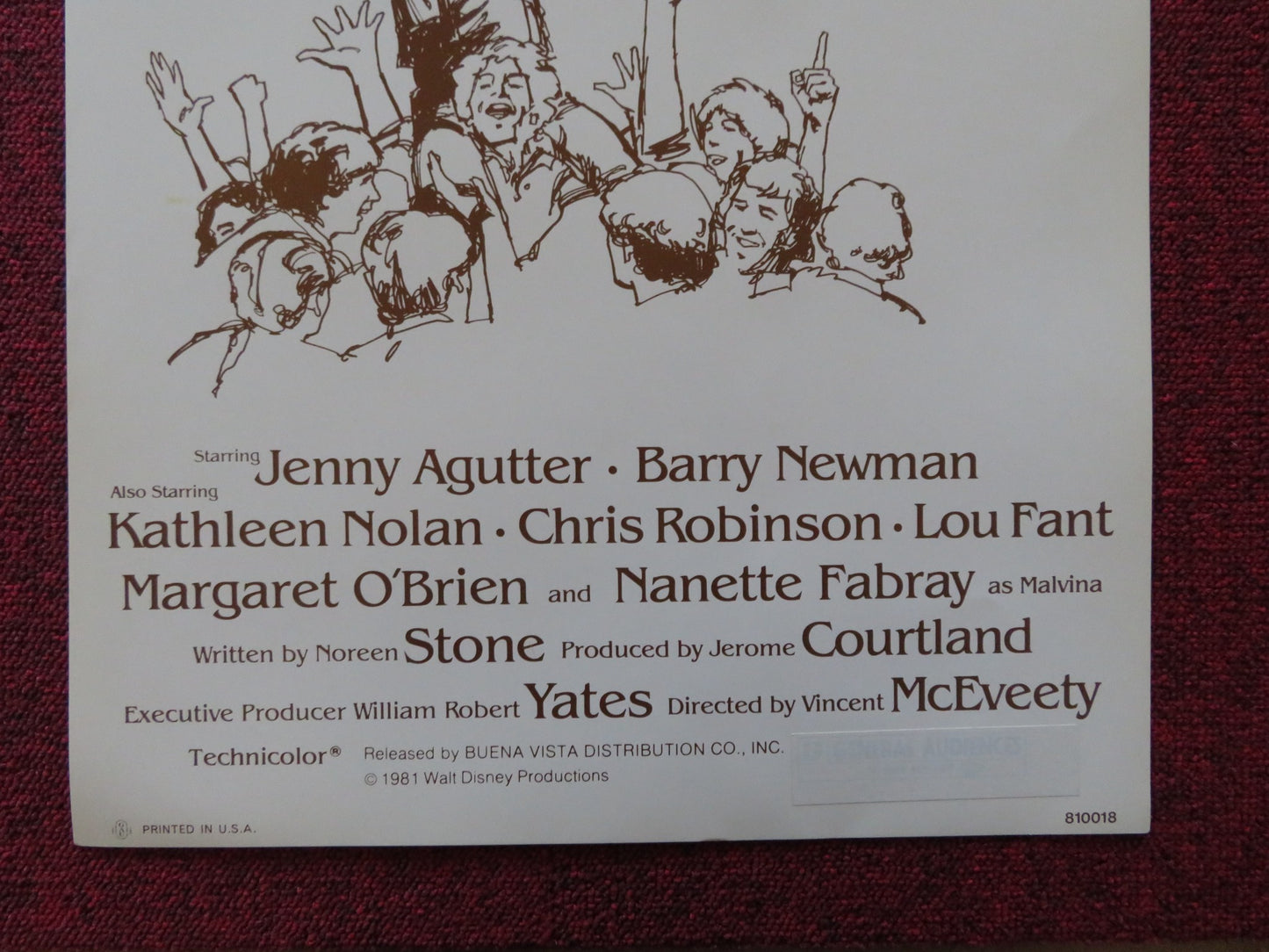 AMY US INSERT (14"x 36") POSTER DISNEY JENNY AGUTTER BARRY NEWMAN 1981 - Rendezvous Cinema