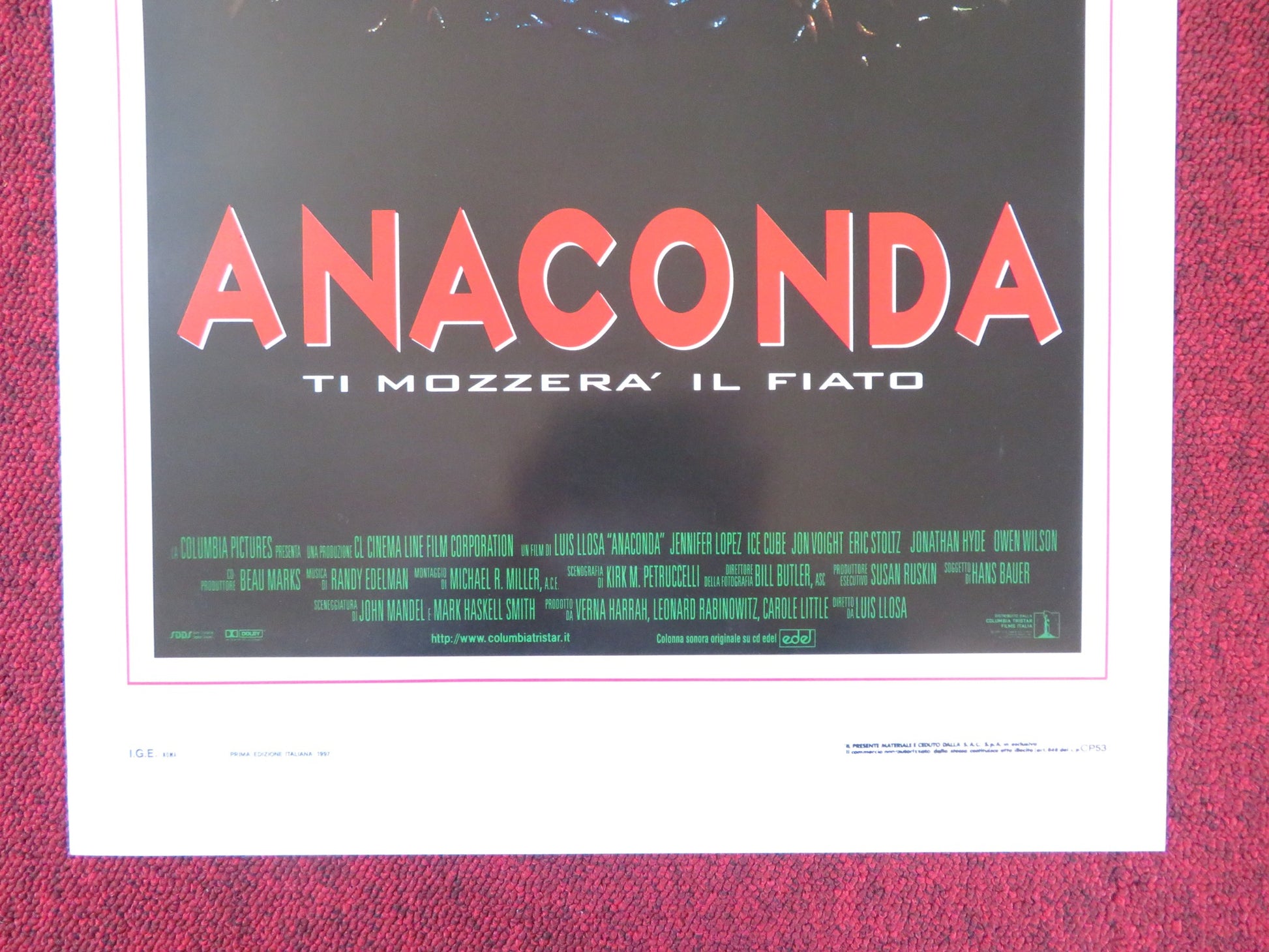 ANACONDA ITALIAN LOCANDINA POSTER JENNIFER LOPEZ ICE CUBE 1997 - Rendezvous Cinema