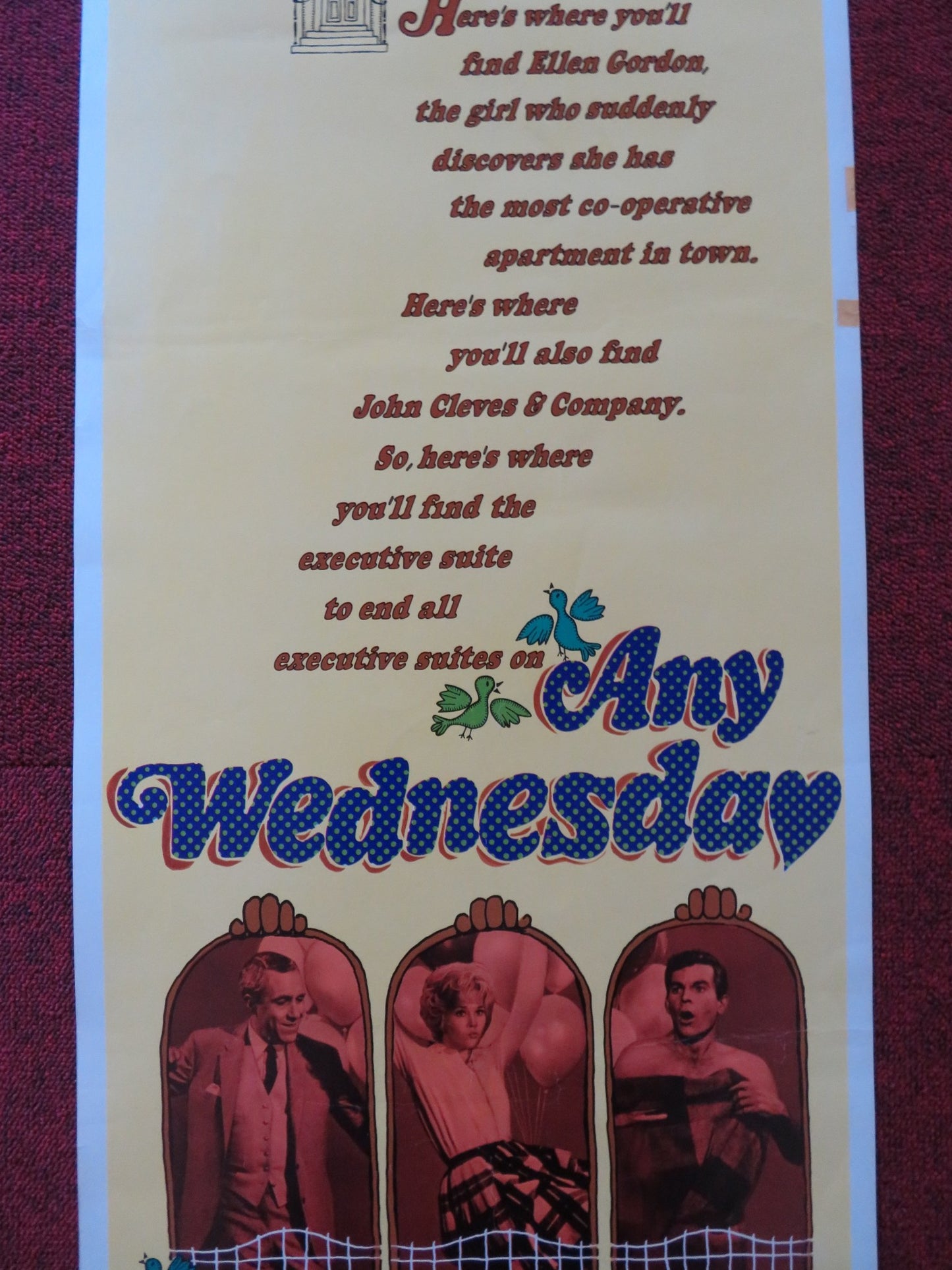 ANY WEDNESDAY US INSERT (14"x 36") POSTER JANE FONDA JASON ROBARDS 1966 - Rendezvous Cinema