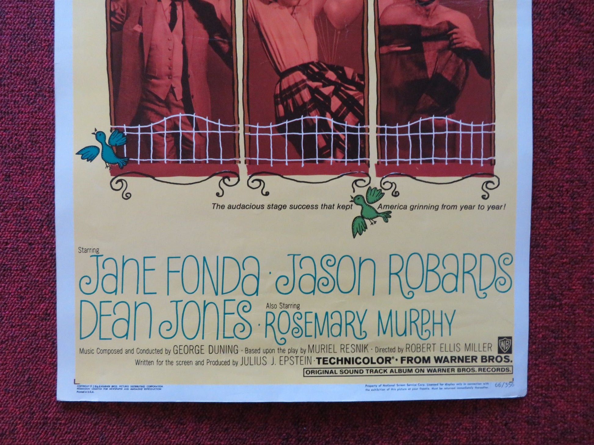 ANY WEDNESDAY US INSERT (14"x 36") POSTER JANE FONDA JASON ROBARDS 1966 - Rendezvous Cinema