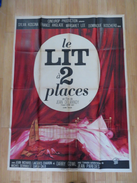 LE LIT A 2 PLACES / THE DOUBLE BED FRENCH GRANDA SHEET POSTER SYLVA KOSCIN 1965