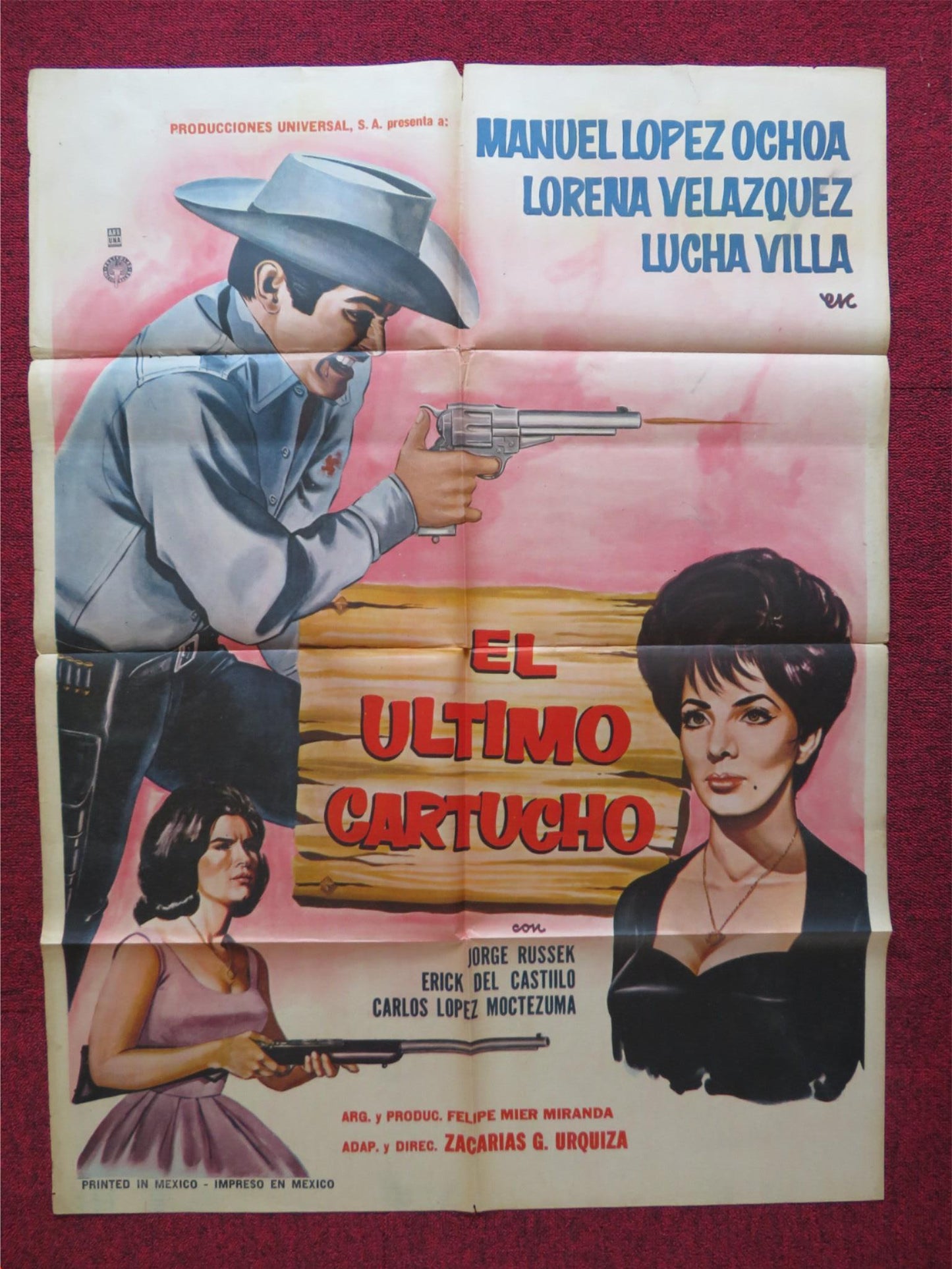 EL ULTIMO CARTUCHO FOLDED MEXICAN POSTER MANUEL LOPEZ OCHOA L. VELAZQUEZ 1965 - Rendezvous Cinema