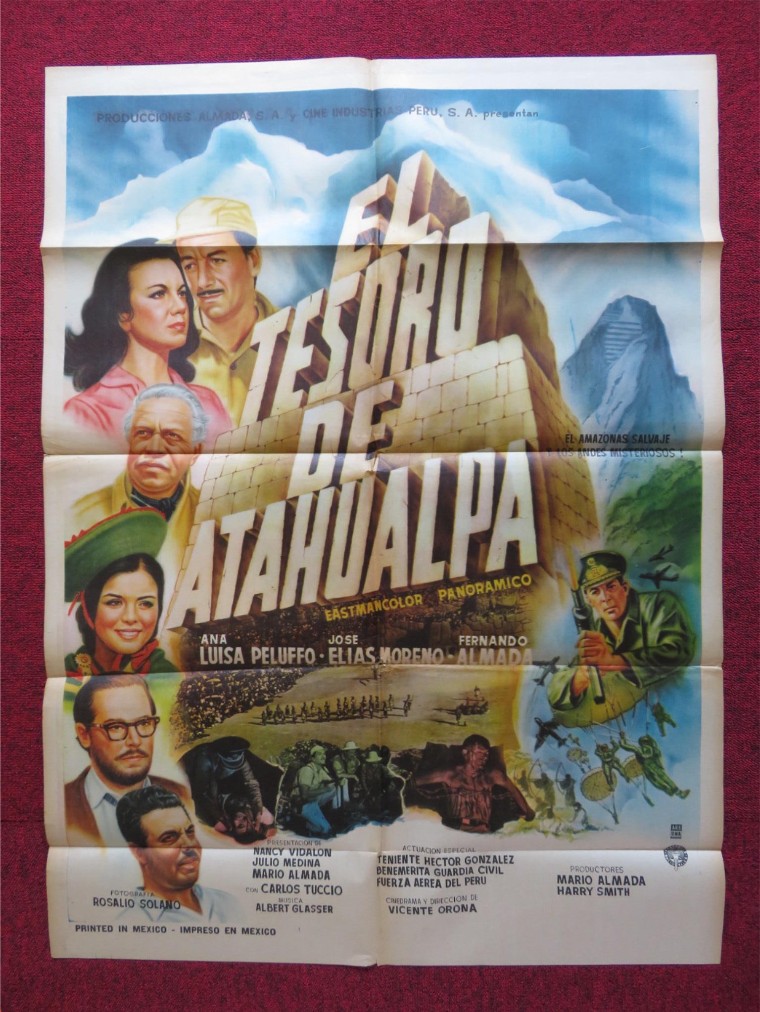 EL TESORO DE ATAHUALPA FOLDED MEXICAN POSTER ANA LUISA PELUFFO JOSE MORENO 1968 - Rendezvous Cinema